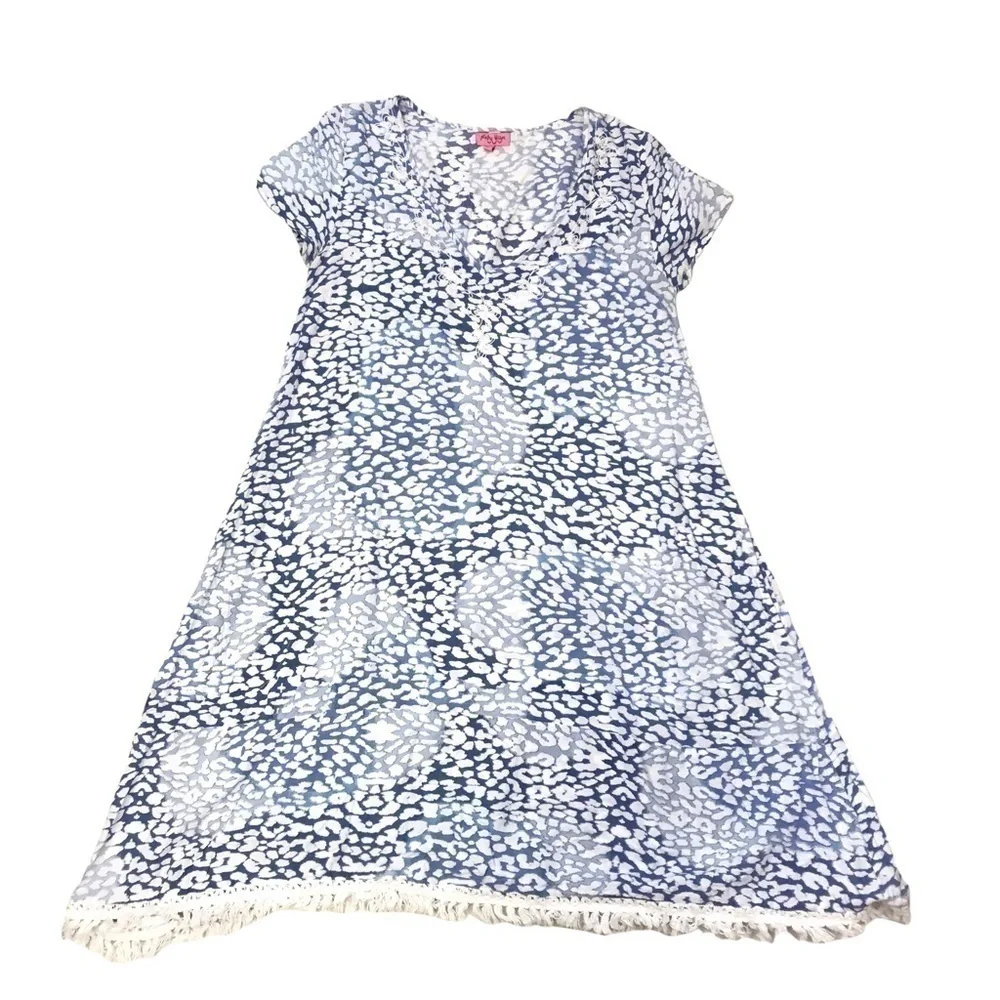 Ruby Yaya Large Dress V Neck A Line Lightweight Fringe Hem Sequins Embroidery.